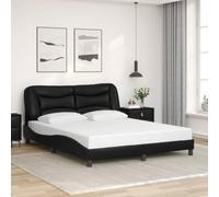 Frdhee Lit familial moderne pour adolescent, sans matelas, noir, 160 x 200 cm, en cuir synthétique, lit de jour, convient pour les hôtels et les appartements, peut être installé rapidement