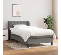 Frdhee Lit futon double - Cadre à sommier tapissier avec matelas - Gris foncé - 80 x 200 cm - En tissu - Pour chambre à coucher, chambre d'amis, emballage compact, montage facile