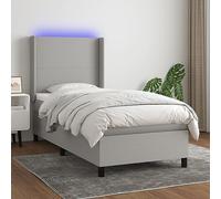 Frdhee Lit futon double - Cadre de lit d'appoint - Avec matelas LED - Gris clair - 80 x 200 cm - En tissu - Convient pour chambre à coucher, chambre d'amis et hôtel - Montage facile - Design moderne