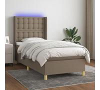 Frdhee Lit futon double - Cadre de lit d'appoint - Lit à sommier tapissier avec matelas LED - Taupe - 90 x 200 cm - En tissu - Pour chambre à coucher et chambre d'amis, peut être assemblé rapidement