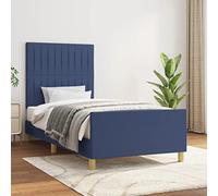 Frdhee Lit futon double - Cadre de lit sans matelas - Bleu - 80 x 200 cm - En tissu - Pour chambre d'amis, chambre à coucher - Montage facile - Grand espace de rangement