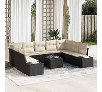 Frdhee Lot de 10 canapés de jardin, bain de soleil, chaise longue, salon de jardin, 10 pièces, noir et crème, 289 x 209 x 85 cm, pour les espaces publics, les terrasses, les maisons d'hôtes
