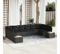 Frdhee Lot de 10 chaises de jardin en polyrotin - Noir - 344 x 209 x 85 cm - Pour balcon, terrasse, jardin - Facile à monter - Combinable librement