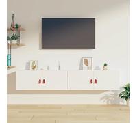 Frdhee Lot de 2 étagères pour murs, armoires murales, blanc, 80 x 30 x 30 cm, en pin massif, étagère murale suspendue pour salon, chambre à coucher, chambre d'enfant, cuisine et mur de salle de bain