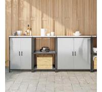 Frdhee Lot de 3 rangements pour armoire de cuisine, avec porte, argenté, 210 x 50 x 92 cm, en acier inoxydable, pour petits espaces, cuisine et buanderie