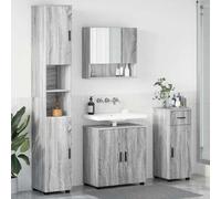 Frdhee Lot de 4 meubles de salle de bain avec porte, gris, 61 x 35 x 64 cm, armoire ménagère pour salle de bain, vestiaire, toilettes d'invités