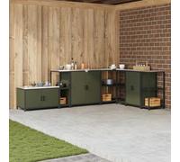 Frdhee Meuble de cuisine, meuble de cuisine, étagère de rangement avec étagère de rangement, en acier, vert olive, convient pour la cuisine encastrée, emballage compact et montage facile