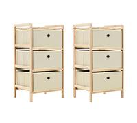 Frdhee Meuble de Rangement Chambre, Étagères de Rangement avec 3 paniers en Tissu 2 pcs Beige cèdre, Penderie Vetement Dressing pour Cuisine, Garage, Atelier