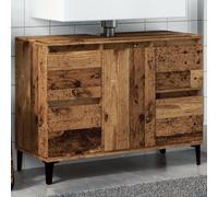 Frdhee Meuble de salle de bain, lavabo aspect bois vieilli, 80 x 33 x 60 cm, à poser avec meuble inférieur, pour salle de bain, salon, salle à manger, cuisine