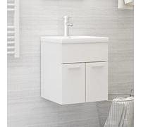 Frdhee Meuble de salle de bain - Meuble sous évier - Blanc brillant - 41 x 38,5 x 46 cm - Pour salle de bain, toilettes, buanderie