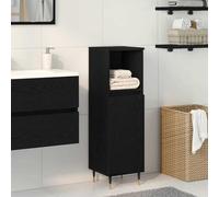Frdhee Meuble de salle de bain - Petite étagère - Noir - Aspect chêne - 30 x 30 x 100 cm - Armoire pour salle de bain, vestiaire, WC d'invités