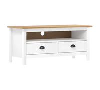 Frdhee Meuble TV Bas, Meuble TV Hill Range Blanc 110x40x47 cm Bois de pin Solide, Console Meuble pour Salon, Chambre
