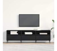 Frdhee Meuble TV bas pour TV, commode, meuble TV, aspect chêne noir, 150 x 30 x 44,5 cm, pour salon, salle de divertissement, installation rapide