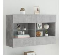 Frdhee Meuble TV mural avec lumières LED - Gris béton - 98,5 x 30 x 60,5 cm - Pour salle à manger, chambre à coucher et salle de divertissement