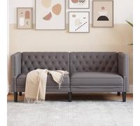 Frdhee Mini canapé chesterfield pour enfant 2 places en cuir synthétique gris pour salon, chambre à coucher, petite pièce