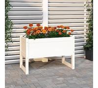 Frdhee Pot de fleurs de jardin, pour l'extérieur, blanc, 78 x 40 x 52 cm, en bois de pin massif, pour terrasse et jardin