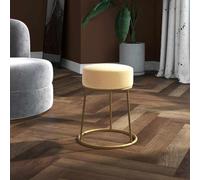 Frdhee Repose-pieds rond en velours abricot pour salon, chambre à coucher, salle de bain, bureau