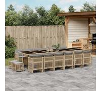 Frdhee Salon de jardin 17 pièces avec coussins mélangés - Salon de jardin en polyrotin - Pour extérieur, balcon, intérieur et extérieur, terrasse, arrière-cour