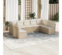 Frdhee Salon de jardin extérieur 9 pièces avec coussin beige Canapé de jardin en polyrotin pour cours, terrasses, balcons, bords de piscine