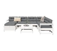 Frdhee Salon de jardin salon de jardin 8 pièces en pin massif blanc meuble salon d'extérieur pour balcon, intérieur et extérieur, terrasse, arrière-cour