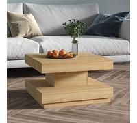 Frdhee Table Basse Relevable Extensible, Table Basse Marron Clair 60x60x35 cm MDF pour Salon, Bureau, Chambre