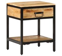 Frdhee Table d'appoint, console, table de chevet, marron, 40 x 35 x 50 cm, en bois massif manguier, armoire de rangement pour salon, chambre à coucher