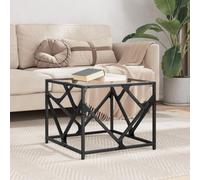 Frdhee Table de salon, console, table basse, table basse avec plateau en verre transparent, 50 x 50 x 41 cm, en acier, pour canapé et salon, design moderne, facile à monter