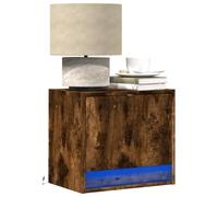 Frdhee Tables de chevet canapé table d'appoint, tables de chevet murales avec lumières LED, 2 pièces, chêne fumé, boîte de nuit pour chambre à coucher, chambre d'amis lit