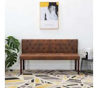 Frdhee Tabouret pour chambre à coucher, banc 148,5 cm, aspect daim marron pour entrée