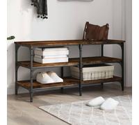 Frdhee Tabouret pour chambre à coucher, banc à chaussures, en chêne fumé, 100 x 38,5 x 49 cm, pour chambre à coucher, salle d'essai