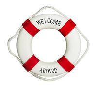 Frdun Décoration de bouée de sauvetage « Welcome On Board », statues murales créatives, bouée de style méditerranéen pour salon, chambre à coucher