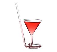 Frdun Verres à cocktail transparents en forme de spirale,Verre à cocktails en spirale créatif, verre à vin à cocktail à longue queue avec paille,Verre à martini tournant avec paille