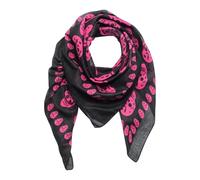 Freak Scene Echarpe en coton - crânes 1 noir - rose - tissu carré