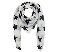 Freak Scene Echarpe en coton - étoiles 8 cm blanc - noir - tissu carré