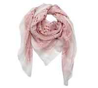 Freak Scene Echarpe en coton motif indien 1 blanc fleurs rouges tissu carré