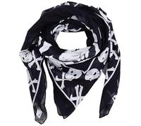 Freak Scene Echarpe en coton - tête de mort pirate avec os - noir - blanc - tissu carré