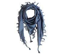 Freak Scene Foulard de coton fine et tissée dense - grisbleu - 100 x 100 cm - à franges - toile carrée - keffieh en coton