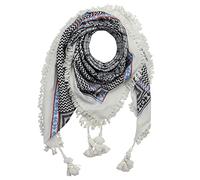 Freak Scene Foulard élégamment détaillé au style Pali - blanc - noir - 120 x 120 cm - motif 2 - Shemagh - foulard Arafat palestinien - keffieh en coton