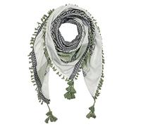 Freak Scene Foulard élégamment détaillé au style Pali - couleur naturelle - vert olive - 120 x 120 cm - motif 1 - Shemagh - foulard Arafat palestinien - keffieh en coton