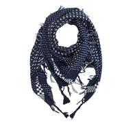 Freak Scene Foulard palestinien - keffieh en coton - motifs étoile et chèques - bleu - marine - blanc - 95 x 95 cm - Shemagh - foulard Arafat palestinien - keffieh en coton