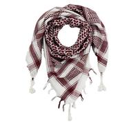 Freak Scene Kufiya - blanc - rouge-bordeaux - 100 x 100 cm - Shemagh - foulard Arafat palestinien - keffieh en coton