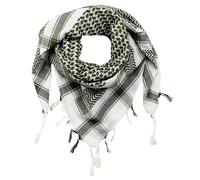 Freak Scene Kufiya - blanc - vert-kaki - 100 x 100 cm - Shemagh - foulard Arafat palestinien - keffieh en coton