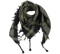 Freak Scene Kufiya - noir - vert-kaki - 100 x 100 cm - Shemagh - foulard Arafat palestinien - keffieh en coton