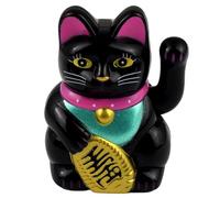 Freak Scene Mini-Chat Porte-Bonheur Maneki-Neko Noir Lucky Cat Classique Solaire 5cm