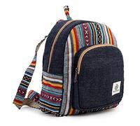 Freakmandu Mini sac à dos en chanvre écologique Unisexe Rustique durable Bleu