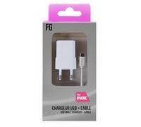 Freaks and Geeks - Ca109 Conector Sector Usb + Cable Para Iphone 5/6/7/8/X 2,4A Blanco One Plus (PlayStation 5)