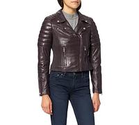 Freaky Nation Cool Biker-FN Blouson en Cuir, Aubergine, L Femme