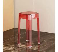 FREAZE Tabouret Transparent Tabourets Hauts Empilables, Remplacement De Tabouret De Comptoir, Tabouret De Café en Acrylique 46cm, pour Famille, Salon (Color : Red)