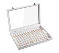 Frebeauty 15 Crochets Collier Plateau Velours Neckalce Organisateur avec Couvercle Transparent Verrouillable Collier Titulaire Boîte Organisateur De Bijoux pour Collier Jeweley Plateau(blanc