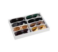 Frebeauty Boîte de rangement en velours pour lunettes de soleil, plateau à 11 tiroirs, boîte à lunettes de soleil homme/femme, présentoir à lunettes (blanc)